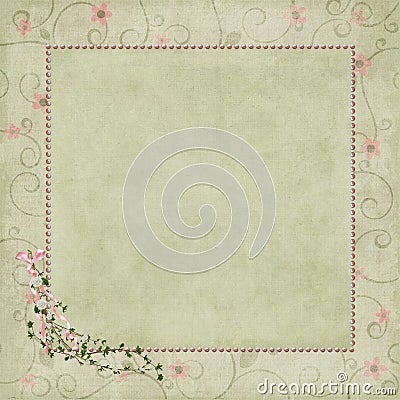 Pink pearl frame on floral background Stock Photo