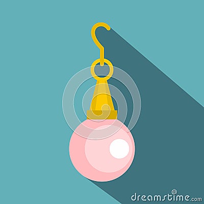 Pink pearl pendant icon, flat style Vector Illustration