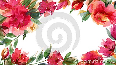 Pink Peony botanical watercolor background Vector Illustration