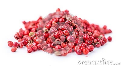 Pink Peppercorns isolated on white background Stock Photo