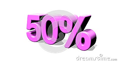 Pink 50 Percent 3D render text - Illustration on white background Cartoon Illustration