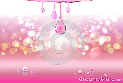 Pink perls, oil drops, green shiny sparkles Vector Illustration