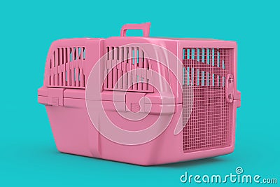 Pink Pet Travel Plastic Cage Carrier Box Mock Up Duotone. 3d Rendering Stock Photo