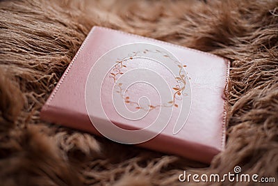 A pink photobook in a leather cover Stock Photo