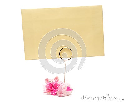 Pink pig card holder Stock Photo