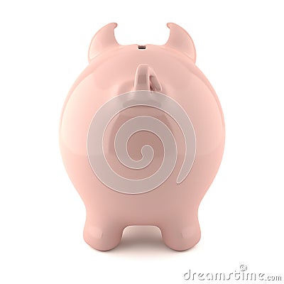 Pink piggy bank - back view Stock Photo