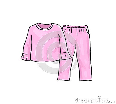 Pink pijama for girl illustration with white background Cartoon Illustration