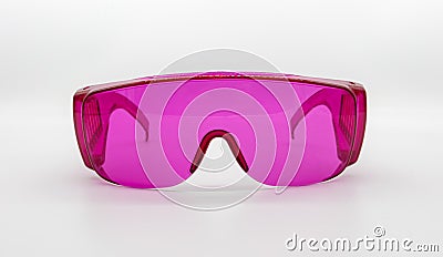 Pink plastic fashion glasses isolated on white Stock Photo