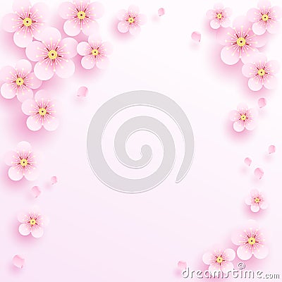 Pink plum blossom background Cartoon Illustration