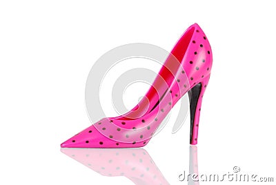 Pink polka dot high heel Stock Photo