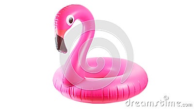 Pink pool. Inflatable flamingo for summer beach isolated on white background. Pool float party Stock Photo
