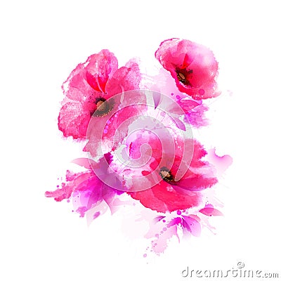 Pink poppies Vector Illustration