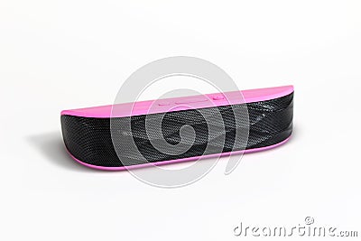Pink portable bluetooth speaker isolated on white Stock Photo