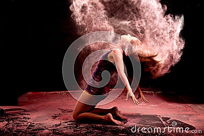 Pink powder hair dance Stock Photo