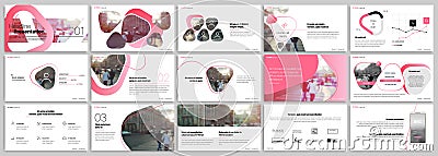 Pink presentation templates elements on a white background. Vector infographics. Vector Illustration
