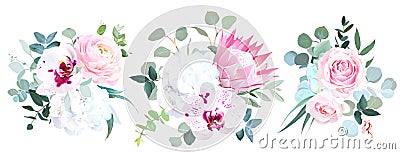 Beautiful winter wedding flowers.Watercolor style. Vector Illustration