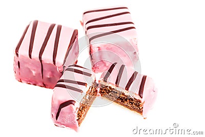 Pink punch cakes isolated Stock Photo