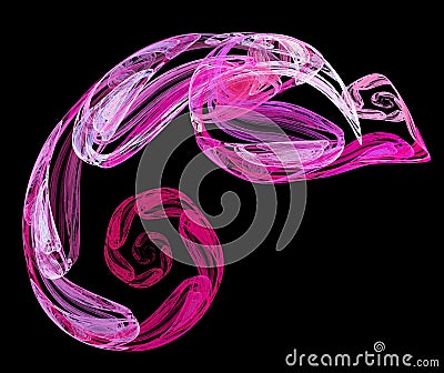 Pink - purple blurred spirals on a black background. Imitation of a drawing with chalk or pastel. Graphic design element. 3d Cartoon Illustration