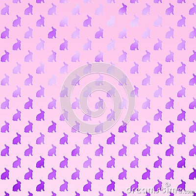 Pink Purple Bunny Background Faux Foil Bunnies Pattern Stock Photo