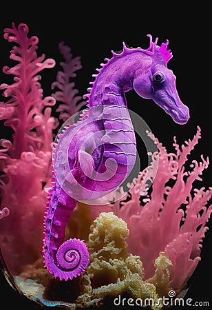 Pink purple colorful seahorse Stock Photo