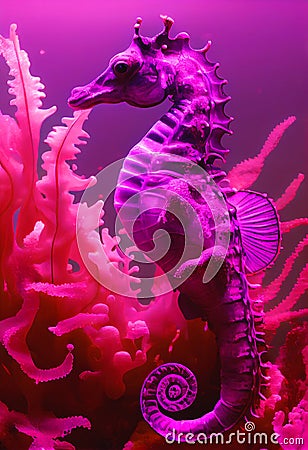 Pink purple colorful seahorses Stock Photo