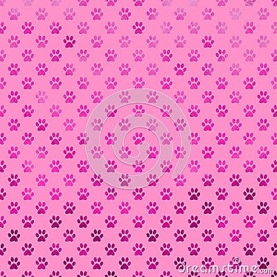 Pink Purple Dog Paw Metallic Foil Polka Dot Paws Background Pattern Stock Photo