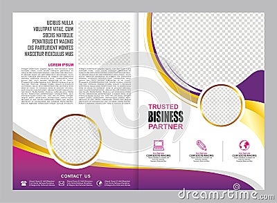 Pink and Purple Brochure, Flyer, Template Design Stock Photo