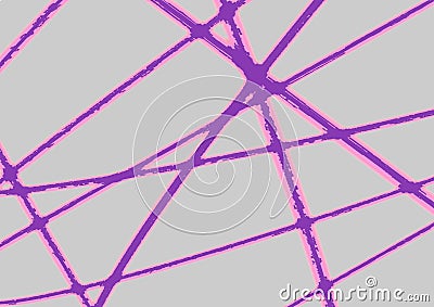 Pink and purple Illuminated Straight Neon Lines on gray Background. Cartoon Illustration