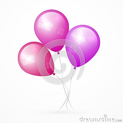 Pink, Purple Vector Balloons Vector Illustration