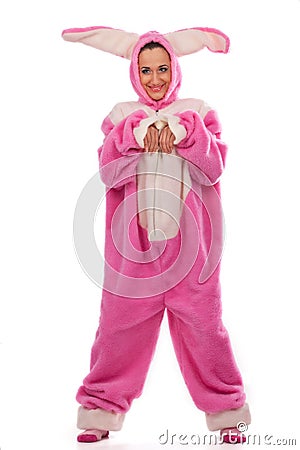 Pink rabbit Stock Photo
