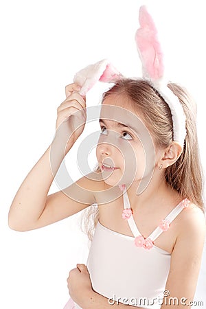 Pink rabbit-girl Stock Photo