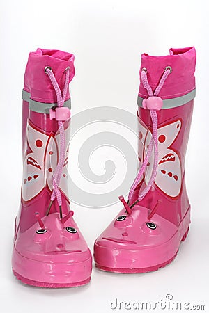 Pink rain boots Stock Photo