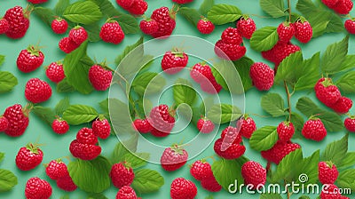 Pink raspberries, berries background. Healthy low calorie fruit razz Cartoon Illustration