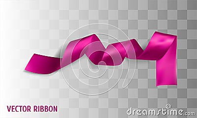 Pink realistic silk vector ribbon Vector Illustration