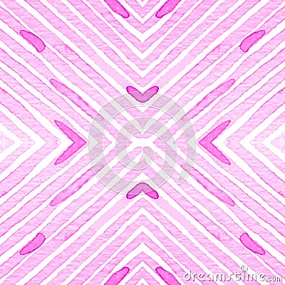 Pink red Geometric Watercolor. Delicate Seamless Pattern. Hand Drawn Stripes. Brush Texture. Modern Stock Photo