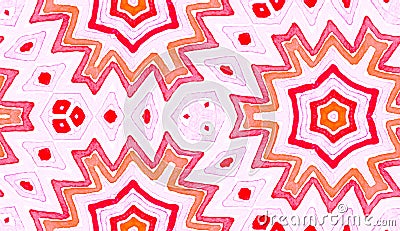 Pink red Geometric Watercolor. Delightful Seamless Pattern. Hand Drawn Stripes. Brush Texture. Emine Stock Photo