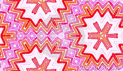 Pink red Geometric Watercolor. Delightful Seamless Stock Photo