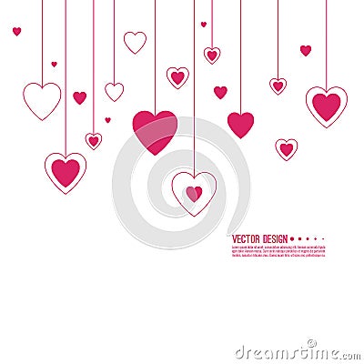 Pink and red hearts. Vector Illustration