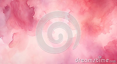Pink red rectangular watercolor background. Valentine's day concept banner. For greeting card Stock Photo