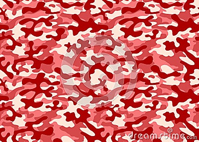 Pink red texture military camouflage repeats seamless army hunting background Vector Illustration