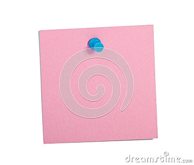 Pink reminder note with blue pin Stock Photo