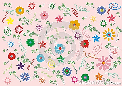 Pink retro floral Vector Illustration