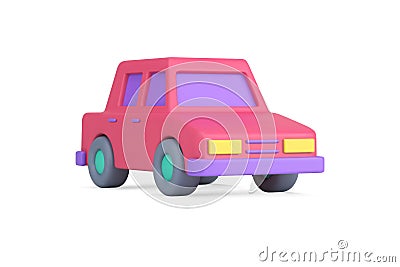 Pink retro sedan automobile traffic driving city speed transportation urban car 3d icon vector Vector Illustration