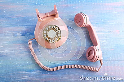 Pink retro telephone Stock Photo