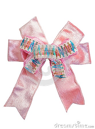 pink ribbon bow with isolated Stock Photo