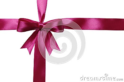 Pink ribbon and bow isolated on white background Stock Photo