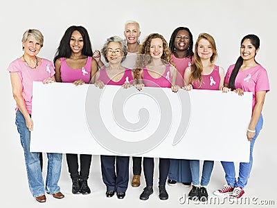 Pink Ribbon Breast Cancer Awareness Copy Space Banner Concept Stock Photo