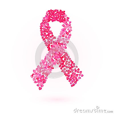 Pink ribbon - breast cancer awareness symbol Vector Illustration