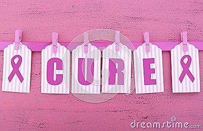 Pink Ribbon Charity for Womens Health Awareness Cure Message. Stock Photo