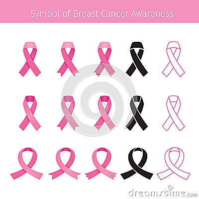 Pink Ribbon, Symbol Breast Cancer Awareness Vector Illustration